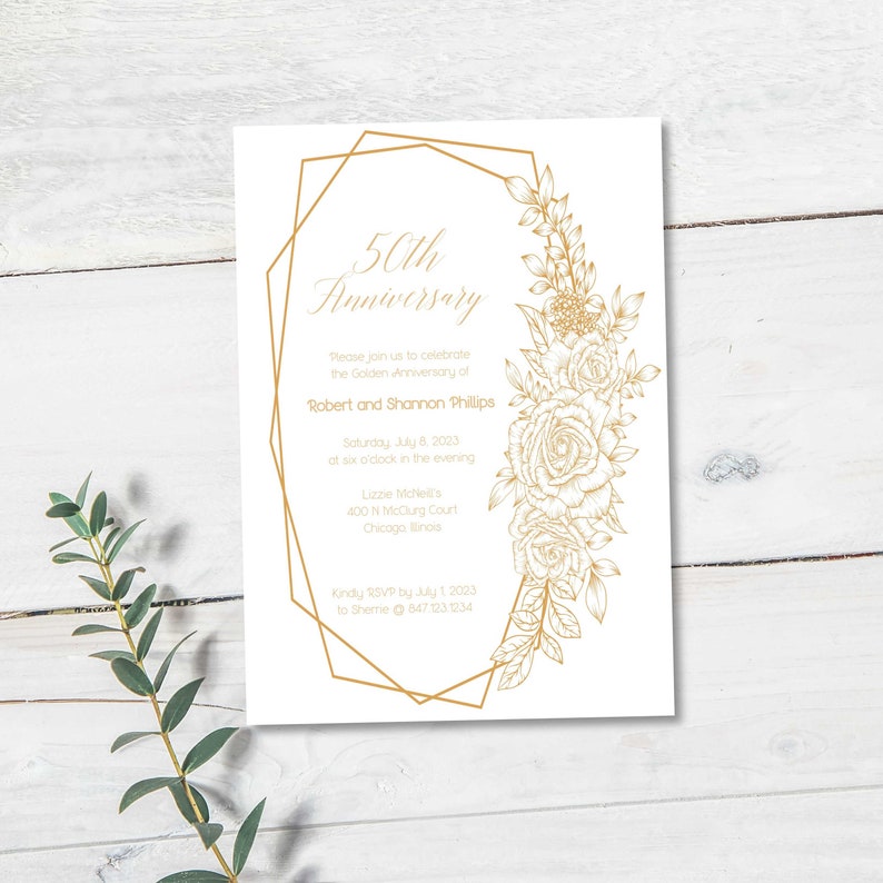50th Wedding Anniversary Invitation, Digital Download Template ...