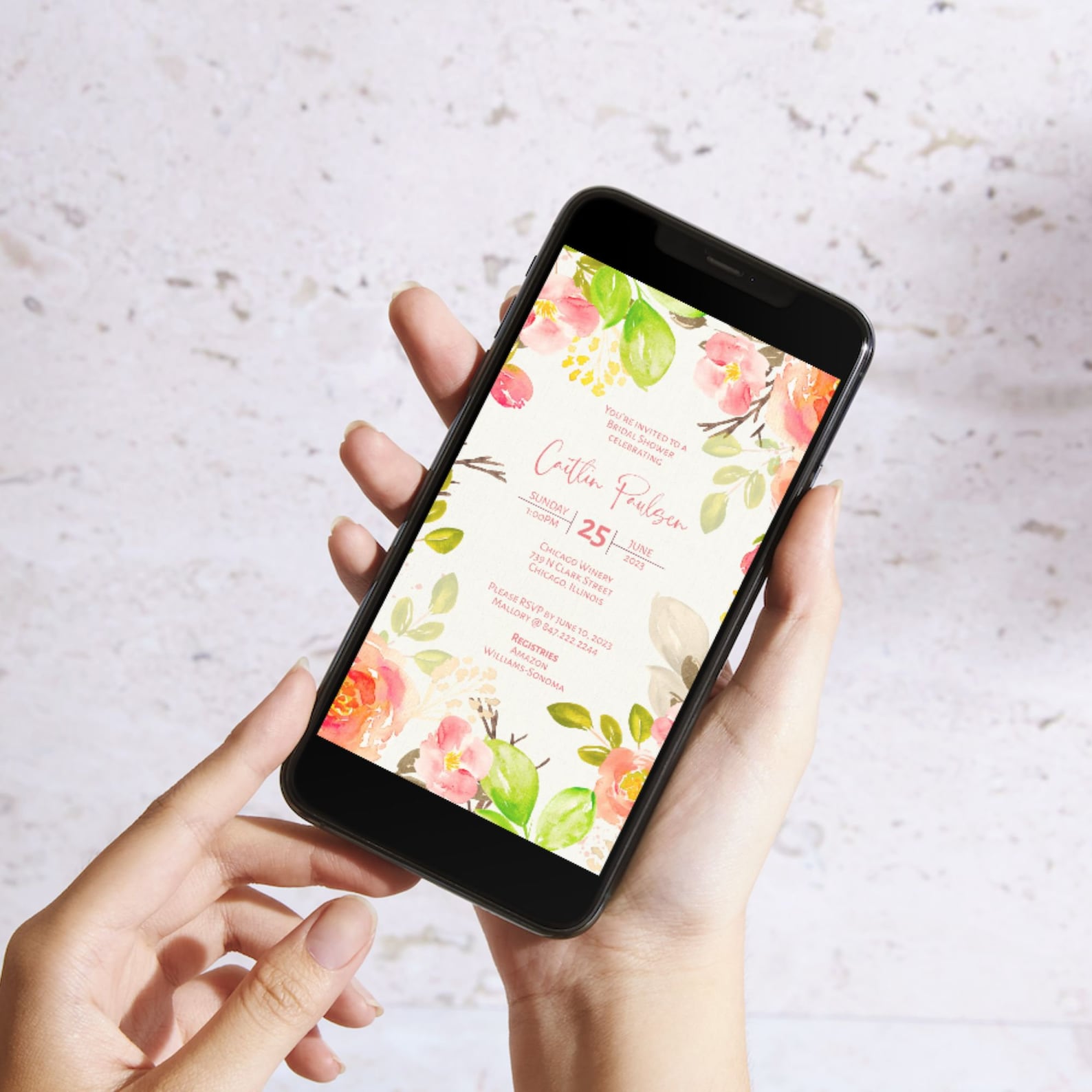 Bridal Shower Evite, Textable Invite, Instant Smart Phone Invite ...