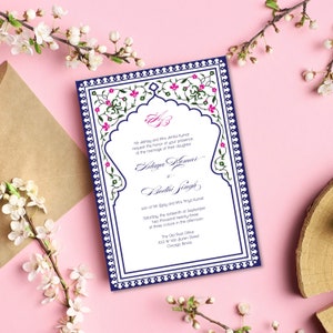 Suíte de convite de casamento indiano, download digital, casamento hindu, cartão de detalhes, código QR RSVP, papelaria, papelaria, impressão personalizável