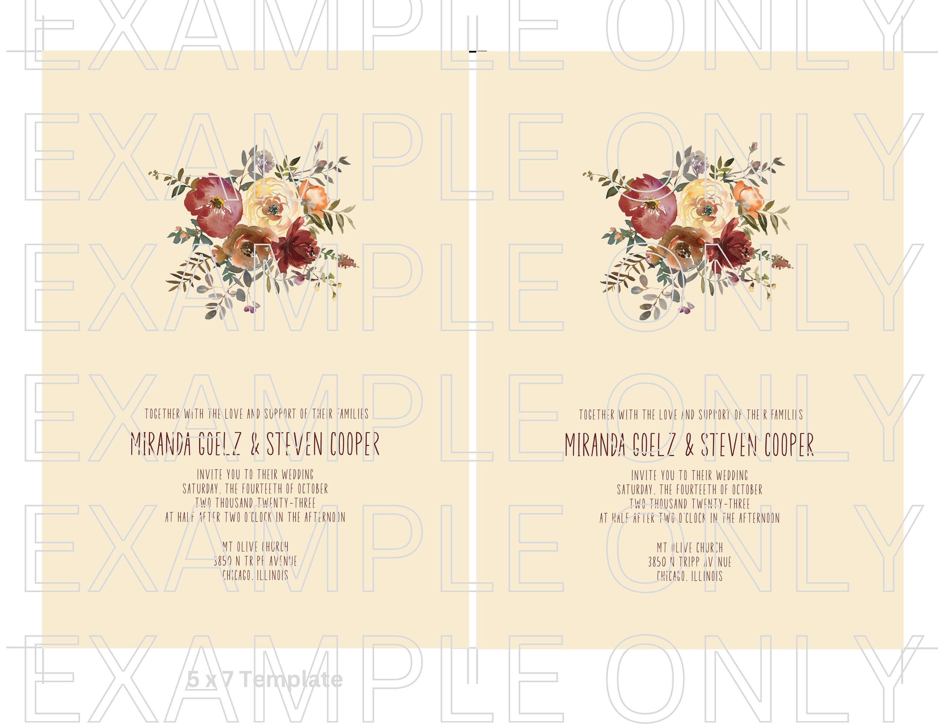5 X 7" Printing Template for DIY Invitations, Print Guide Template ...