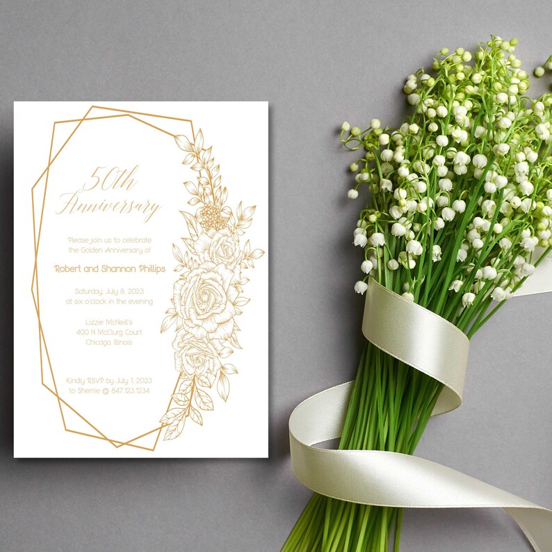 50th Wedding Anniversary Invitation, Digital Download Template ...