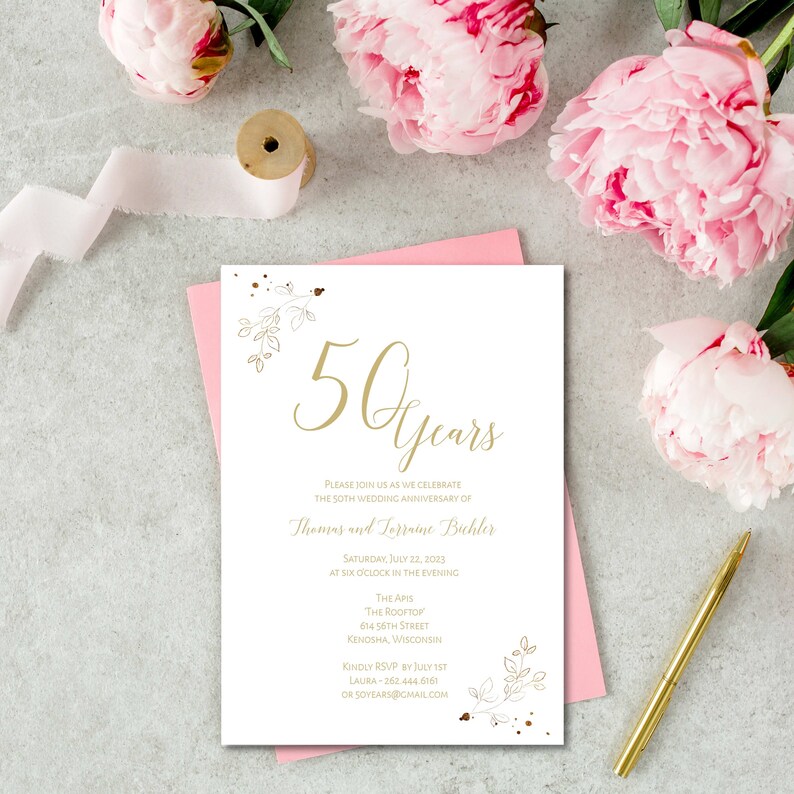 50th Wedding Anniversary Invitation, Digital Download Template ...