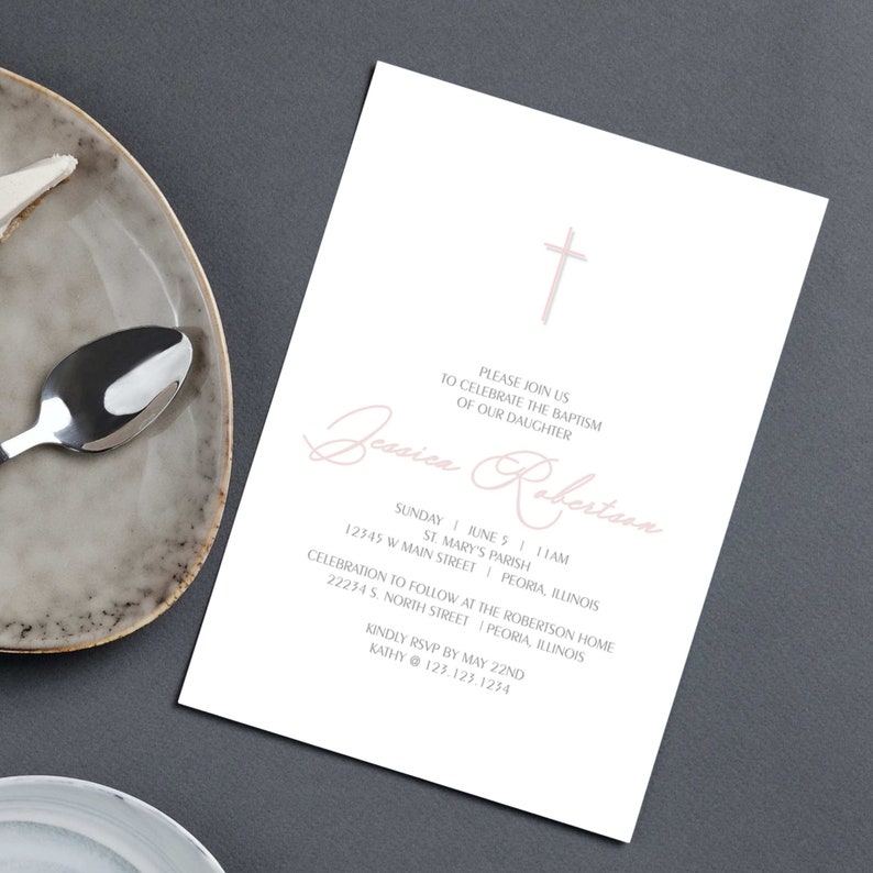 Minimalist Baptism Invitation Digital Download Baptism Etsy