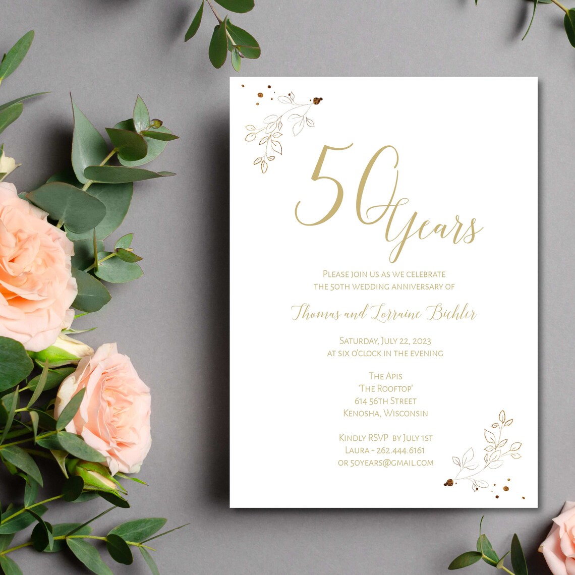 50th Wedding Anniversary Invitation, Digital Download Template ...