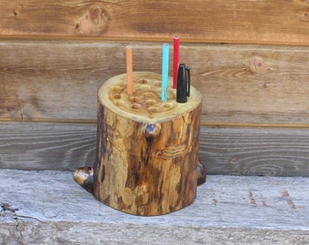 rustic pen and pencil holder