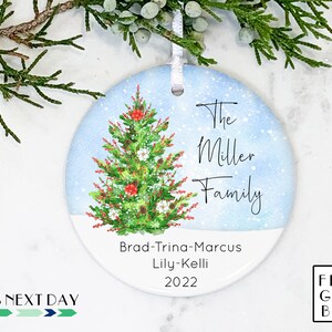 Family Christmas Ornament, Personalized Family Names Ornament, Custom Family Gift, Christmas Tree Ornament, Family Keepsake, 2025, Ceramic