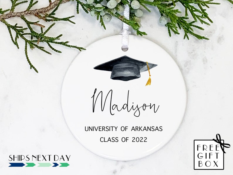 Graduation Ornament, Graduation Keepsake, Personalized Name, College, University, High School, Custom, Graduation Gift, Ceramic, 2024 image 1