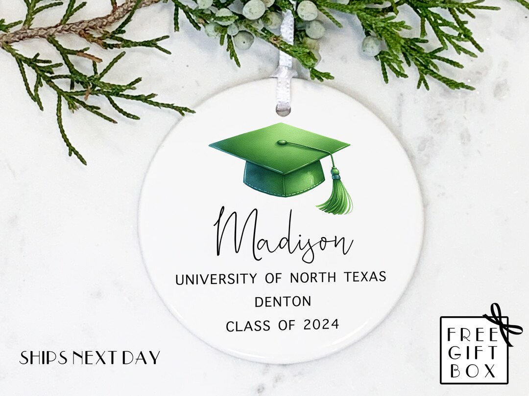 Graduation Ornament, Green Cap Hat, Personalized Name, College ...