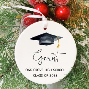 Graduation Ornament, Graduation Keepsake, Personalized Name, College, University, High School, Custom, Graduation Gift, Ceramic, 2024 image 2