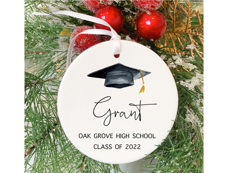 Graduation Ornament, Graduation Keepsake, Personalized Name, College, University, High School, Custom, Graduation Gift, Ceramic, 2024 image 2