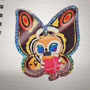 Fluttery Valentine glittery Kaiju sticker