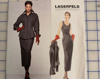 LAGERFELD Jacket & Dress   Vogue 1412   size 8-10-12   UNCUT/ff  ( circa 1994)