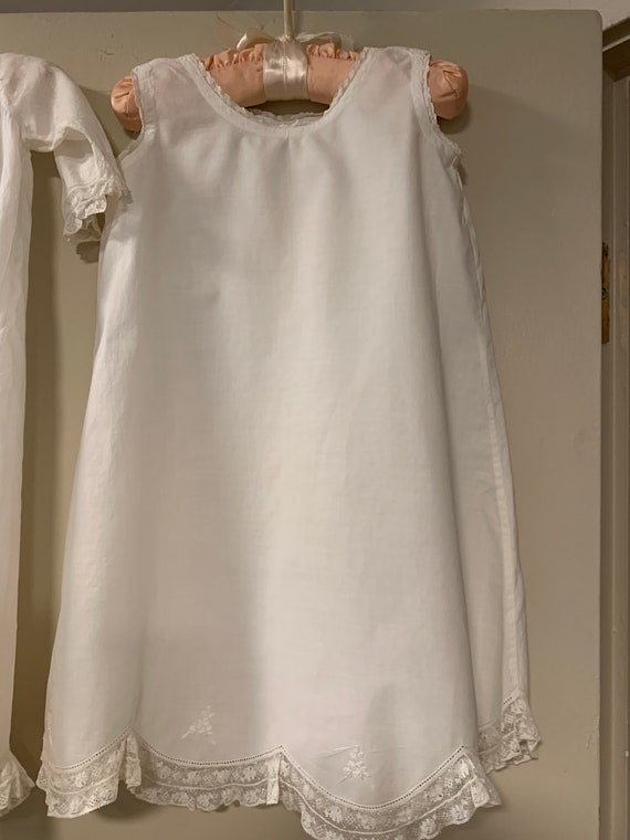 Antique Christening Gown & Slip White cotton Batiste… Gem