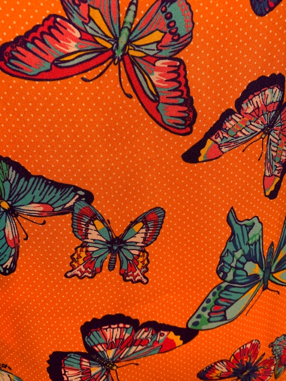 Vintage Silk ECHO rectangular BUTTERFLY scarf w/ … - image 5