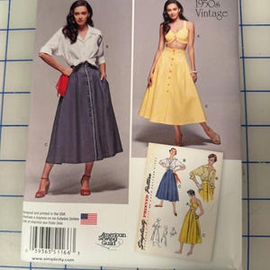 Simplicity 1166 -1950's VINTAGE -reissue from a 50's pattern (Sz.6-14 ) UNCUT/FF- Skirt/Blouse/Bra top