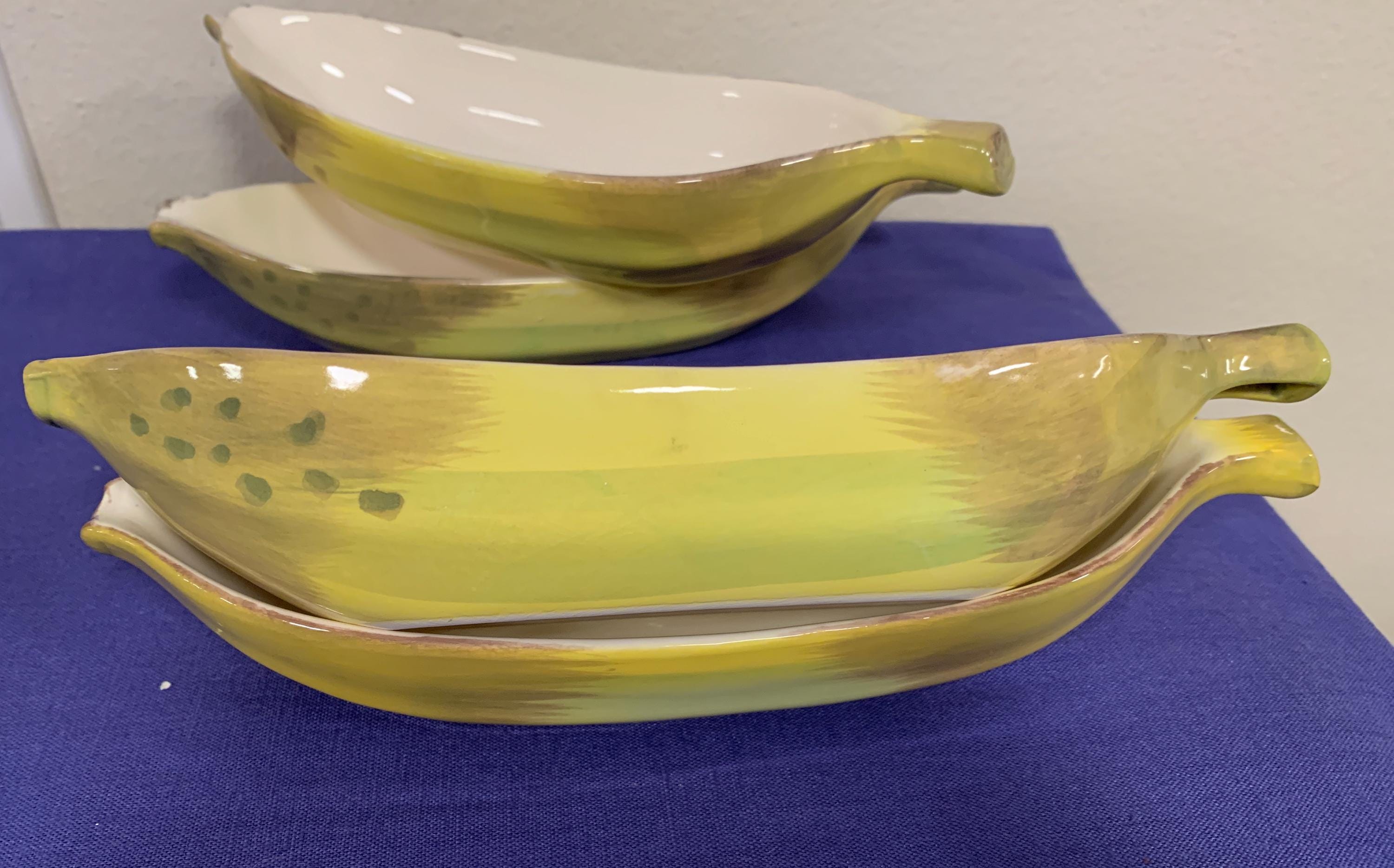 Vintage Set of 4 Banana Dishes- bought in early 1970's at Neiman Marcus- good vintage condition