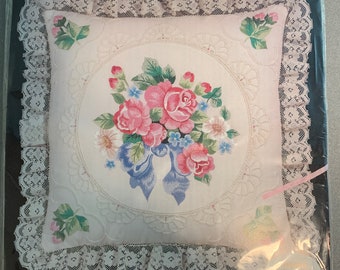 Janlynn EMBROIDERY Roses KIT for pillow- everything but the pillow