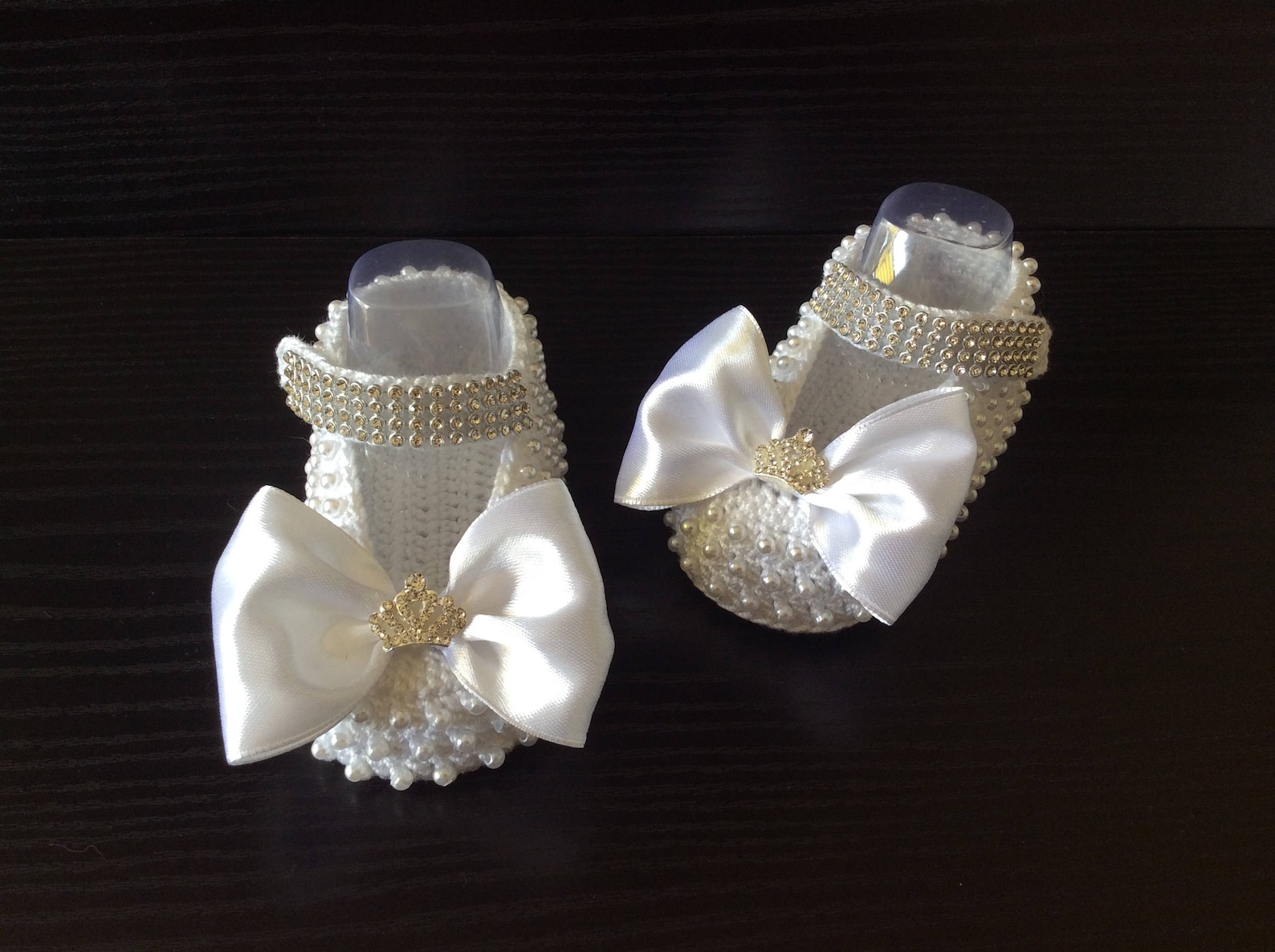 crochet princess shoes with pearls and rhinestones, white handmade mary jane , ballet sleepers with pearls crochet princess shoes with pearls and rhinestones, white handmade mary jane , ballet sleepers with pearls