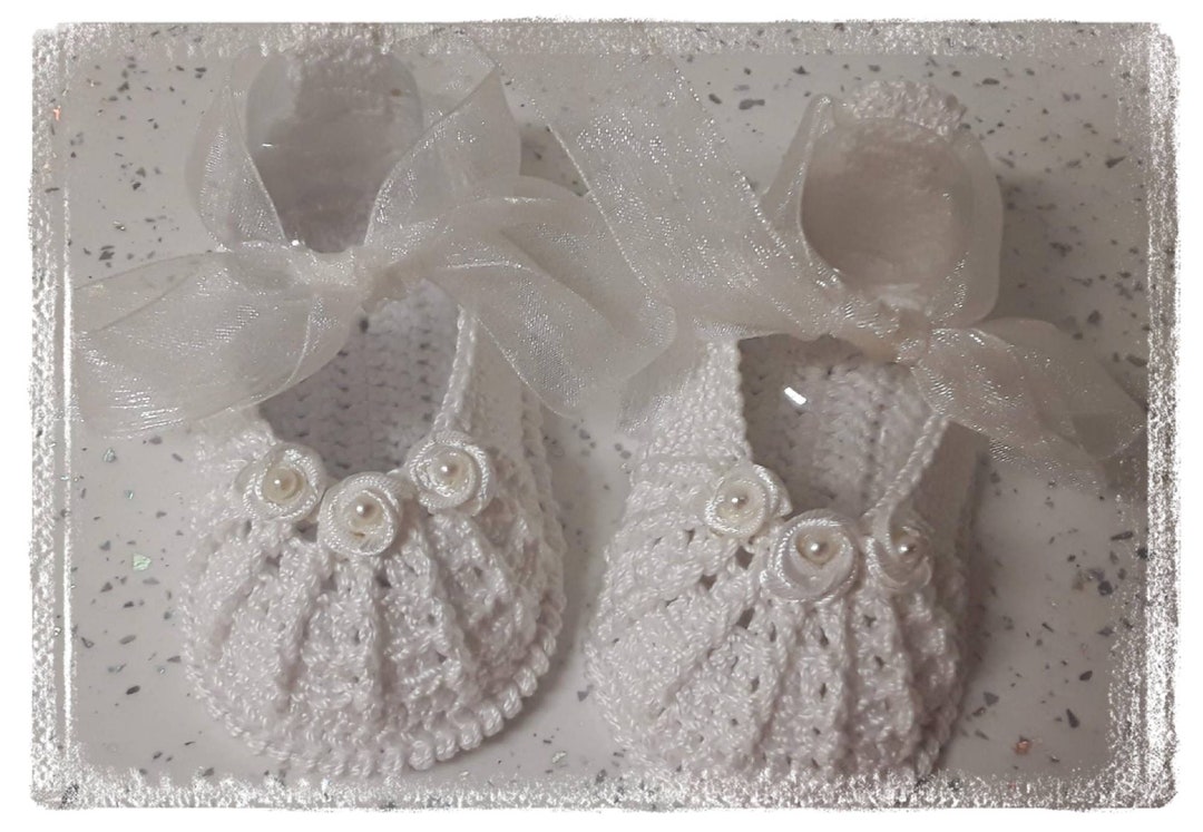 White Baby Crochet Shoes,crochet Ballarina Slippers, Crochet Baby Shoes ...