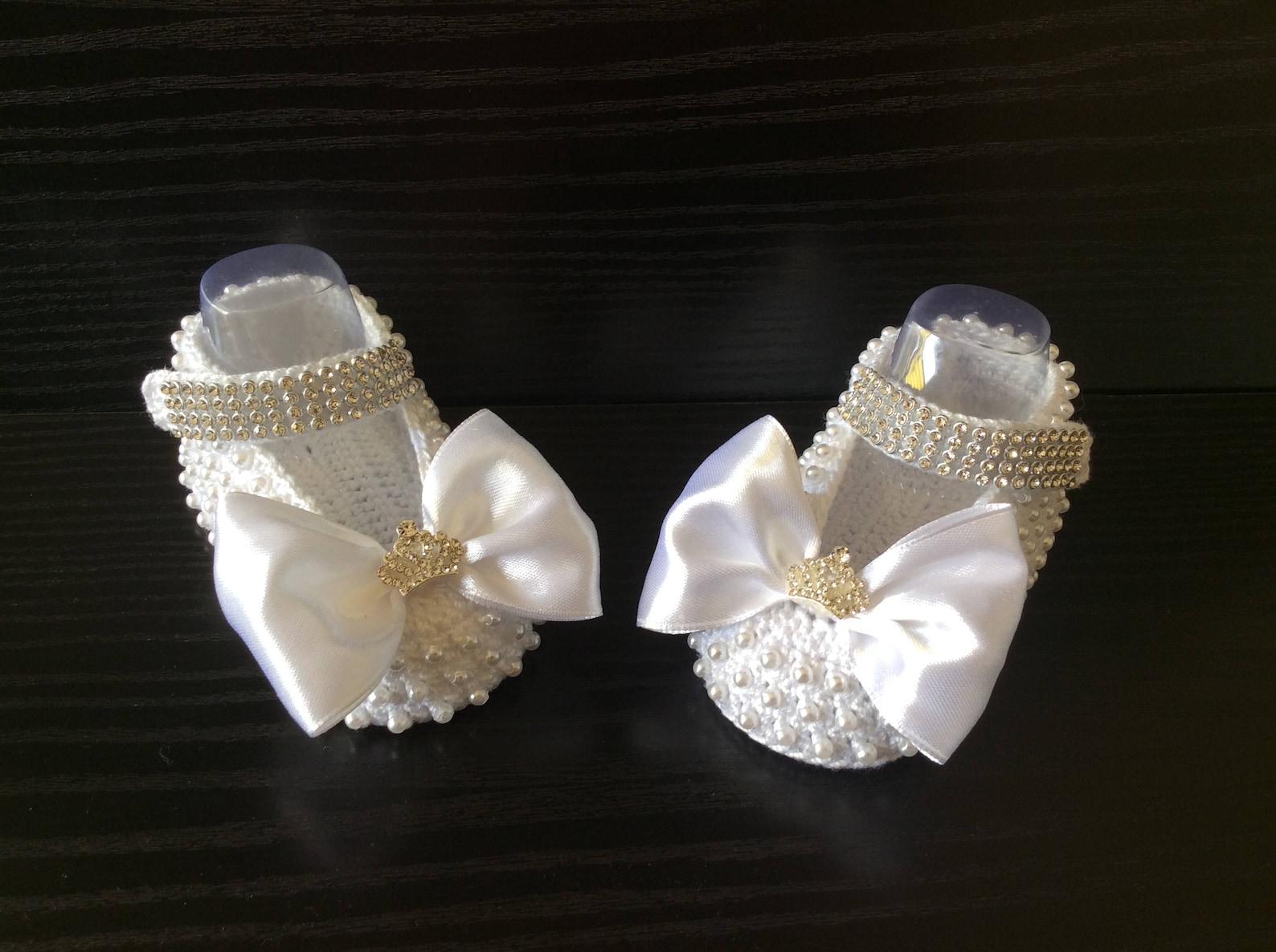 crochet princess shoes with pearls and rhinestones, white handmade mary jane , ballet sleepers with pearls crochet princess shoes with pearls and rhinestones, white handmade mary jane , ballet sleepers with pearls