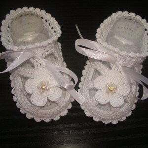 Christening Baby Booties-sandals for Baby Girl.cream or White Crocheted ...