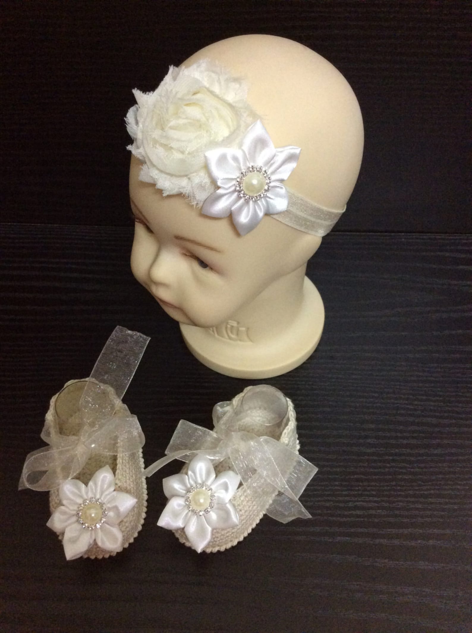 new baby girl booties, ballet slippers for baby girl and headband new baby girl booties, ballet slippers for baby girl and headband