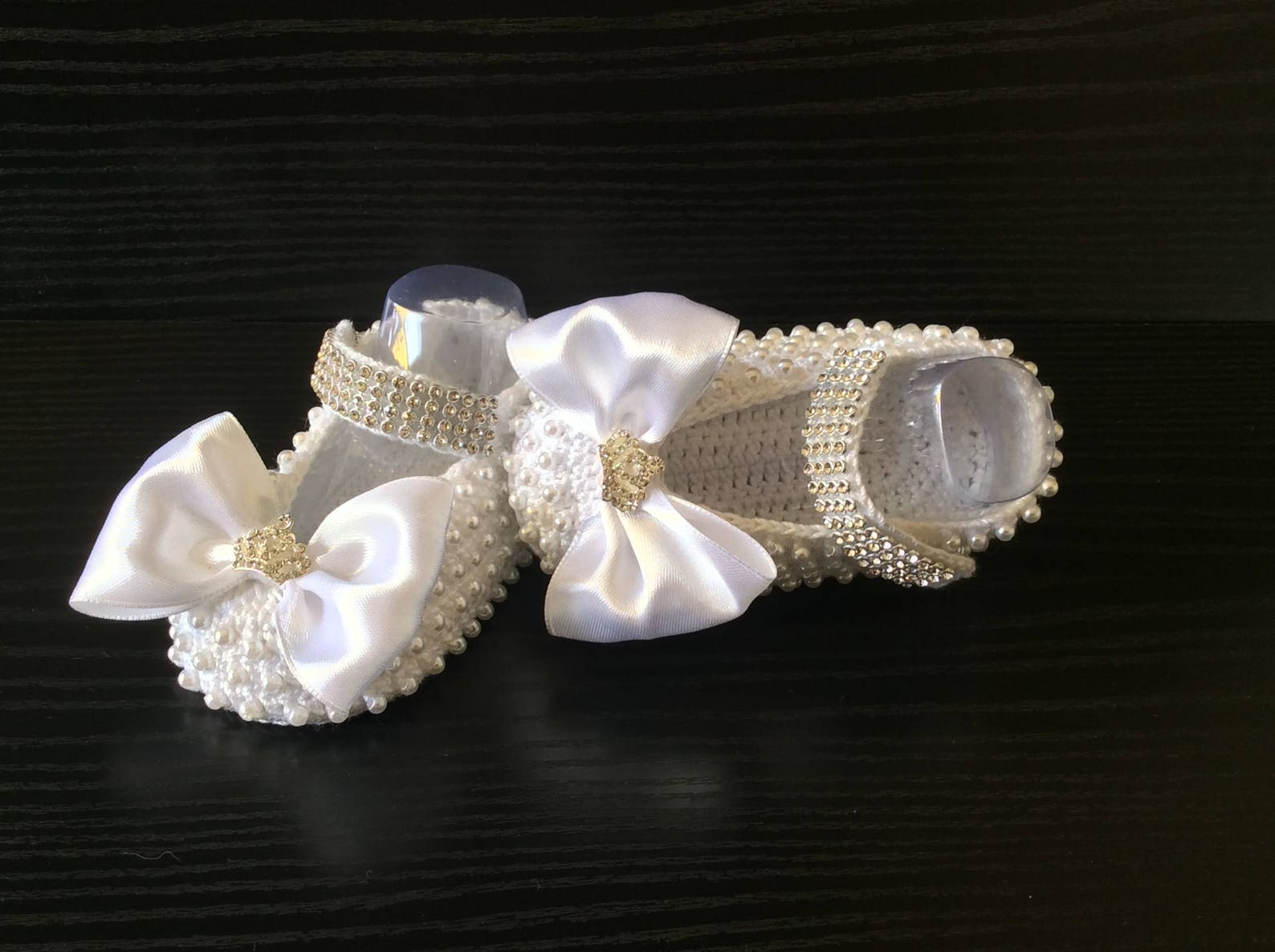 crochet princess shoes with pearls and rhinestones, white handmade mary jane , ballet sleepers with pearls crochet princess shoes with pearls and rhinestones, white handmade mary jane , ballet sleepers with pearls