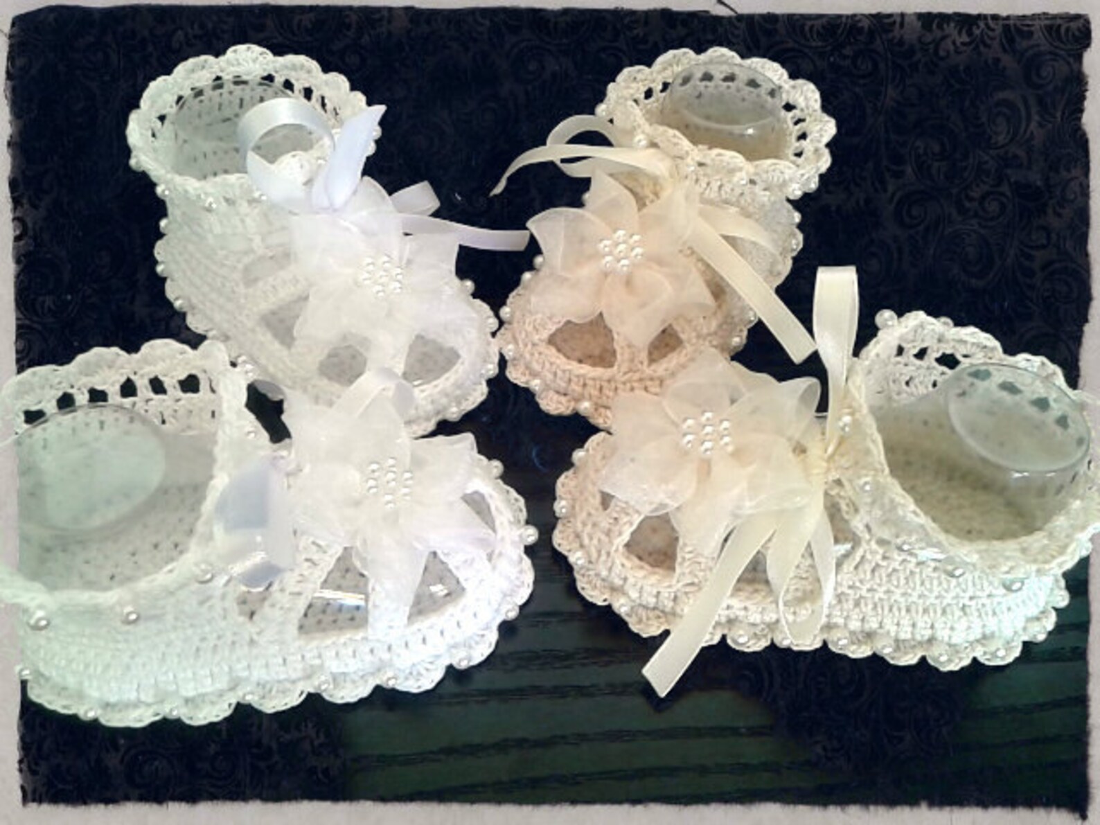 Crochet Baby shoes. Pearl baptism shoes.Handmade Crochet Baby shoes. Pearl baptism shoes.Handmade