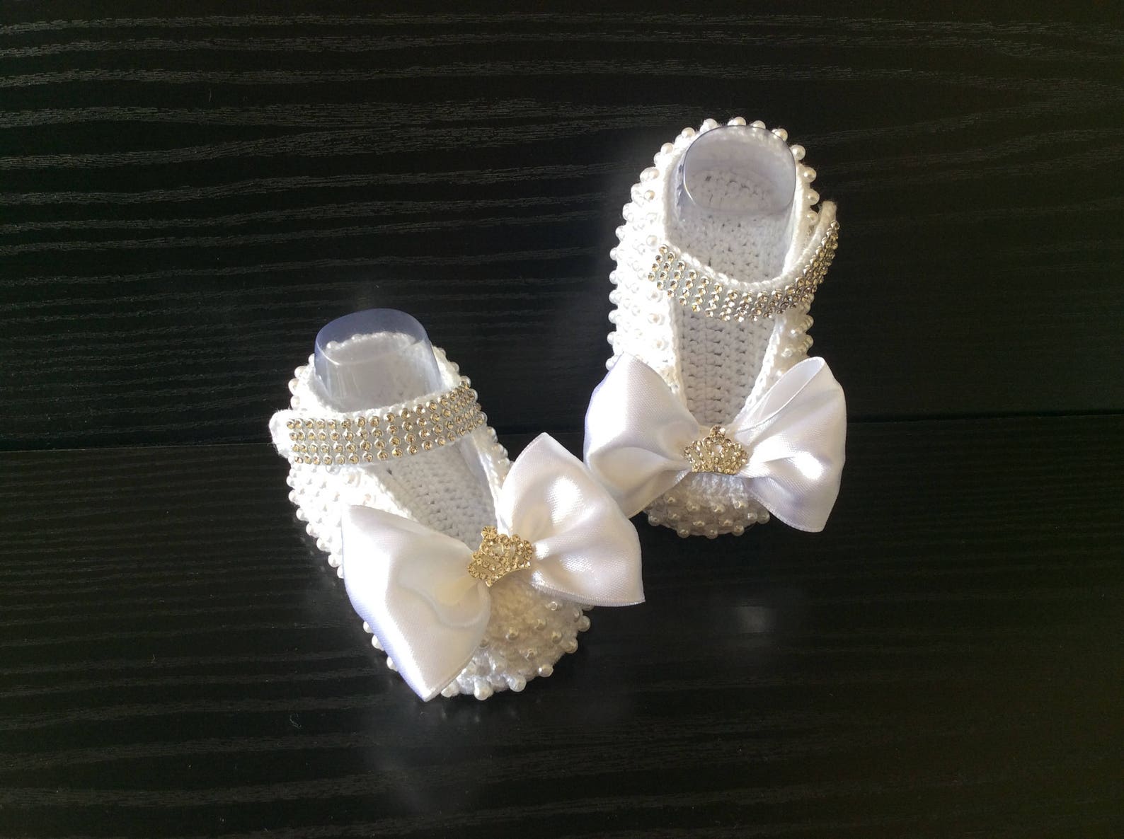 crochet princess shoes with pearls and rhinestones, white handmade mary jane , ballet sleepers with pearls crochet princess shoes with pearls and rhinestones, white handmade mary jane , ballet sleepers with pearls