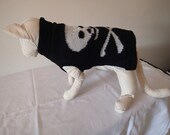 Sphynx Cat Clothing  Black with Silver Skull and Cross bones knitted Jumper/Top sizes available in Small