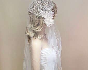 Juliet cap veil, Vintage look Juliet cap veil, wedding veil, bridal veil, cap veil, long veil, 20s look veil,