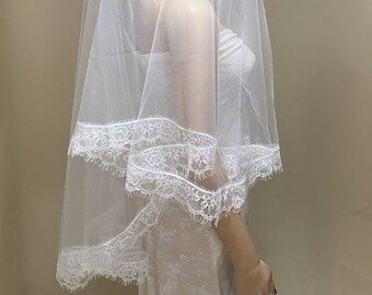 Wedding veil, white veil, bridal veil, floor length veil,