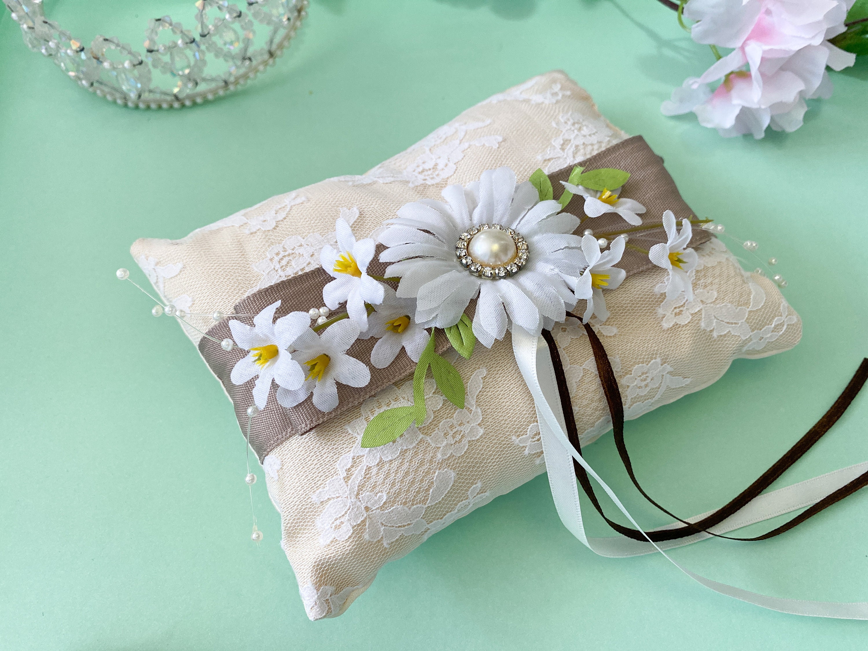 Ring bearer pillow, page boy pillow, wedding ring pillow, ring bearer