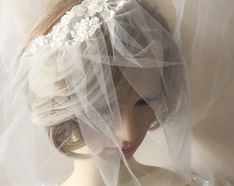 Birdcage veil, tulle birdcage veil, small Ivory veil, small tulle veil,