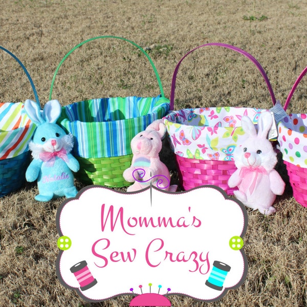 Personalized Easter Basket Pink, Blue, Green Fabric Lined Easter Basket Monogrammed