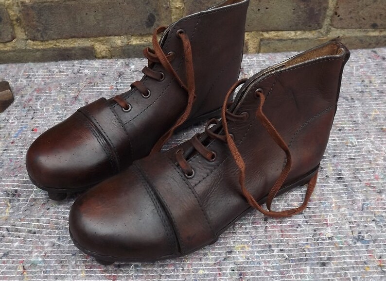 Vintage Style All Leather Football/Rugby Boots Leather Studs Etsy