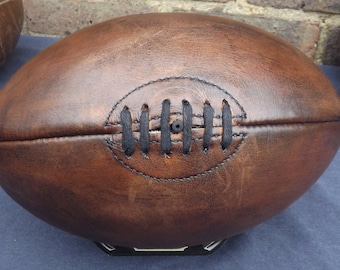 Vintage Style Old Fashioned Leather Rugby Ball superb Gift.Hand Made.