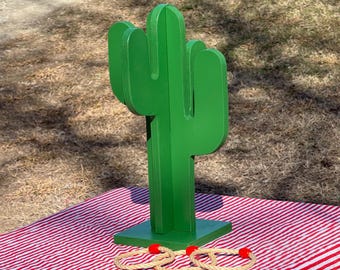 Cactus Ring Toss Carnival Game, Maple Plywood, with 3 Rings