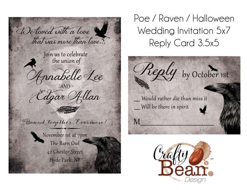 Raven / Poe / Halloween/ Gothic Wedding Invitation DIY Etsy