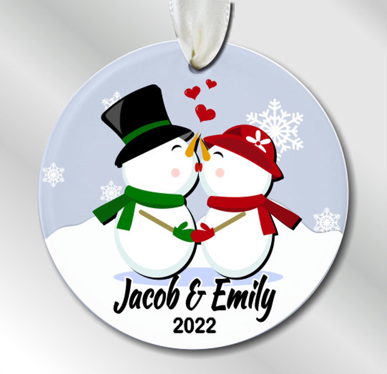 Personalized Couple Christmas Ornament Personalized Wedding Etsy