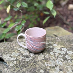 Windswept Canyon | Handmade Ceramic Mug | Soft Greys, Pink, and Cream Marbled Clay Pottery | 12 oz | Marbled Collection