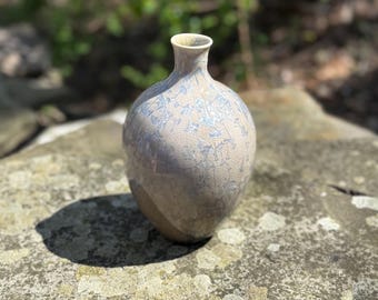 Violet Wisps | Small Handmade Ceramic Vase | Crystalline Glaze Pottery | 7” tall
