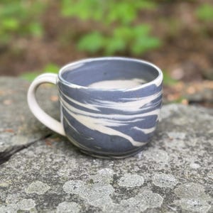 Riverbend | Handmade Ceramic Mug | Purple and Green Marbled Clay Pottery | 12 oz