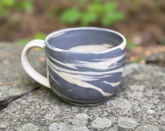 Riverbend | Handmade Ceramic Mug | Purple and Green Marbled Clay Pottery | 12 oz | Marbled Collection