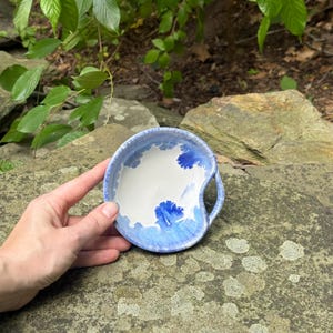 Blue Pool | Handmade Ceramic Bowl | White and Blue Glazed Clay Pottery | 4-5 oz | Quotidien Collection