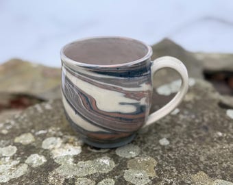 Weathered Ravine | Handmade Ceramic Mug | Soft Violet, Blue, Pink and Cream Marbled Clay Pottery | 12 oz | Marbled Collection