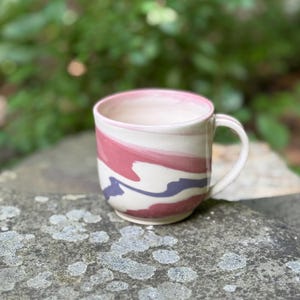 Berrybank | Handmade Ceramic Mug | Marbled Pottery in Rose Pink and Purple | 14 oz