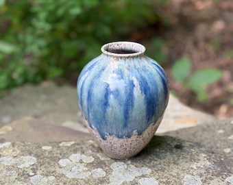 Skyfall | Small Handmade Ceramic Vase | Turquoise and White Speckled Clay Pottery | 5.75” tall | Mineral Collection