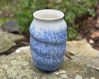 Hydrangea Blue | Small Handmade Ceramic Vase | Crystalline Glaze Pottery | 8” tall