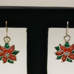 Poinsettia Euro Wire Earrings